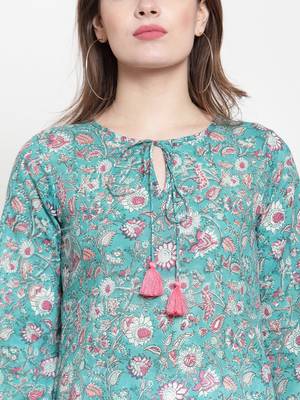 Green & White Printed Straight Kurta 3