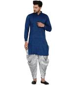 Blue plain rayon dhoti-kurta