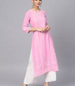Pink Printed A Line Kurta