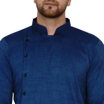 Blue plain rayon dhoti-kurta 5