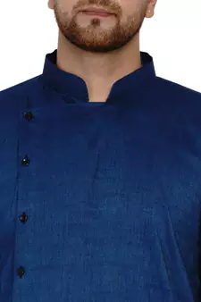 Blue plain rayon dhoti-kurta