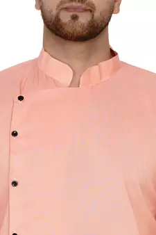 Pink plain rayon dhoti-kurta