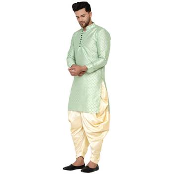 Green printed banarasi dhoti-kurta 3