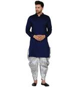 Blue plain rayon dhoti-kurta