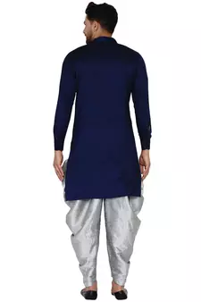 Blue plain rayon dhoti-kurta