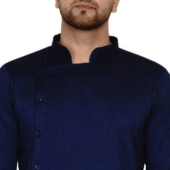 Blue plain rayon dhoti-kurta 5