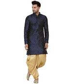 Blue printed banarasi dhoti-kurta