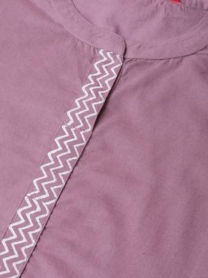 Mauve And Off White Block Printed Straight Kurta With Block Printed Straight Palazzo 2