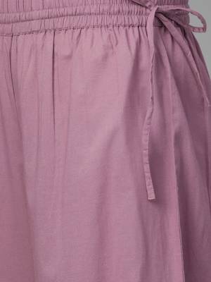 Mauve And Off White Block Printed Straight Kurta With Block Printed Straight Palazzo 3