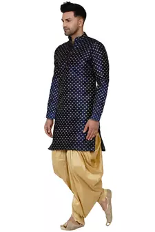 Blue printed banarasi dhoti-kurta