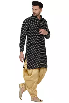 Black printed banarasi dhoti-kurta
