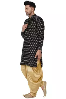 Black printed banarasi dhoti-kurta