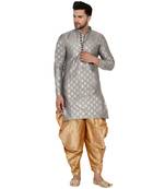 Grey printed banarasi dhoti-kurta