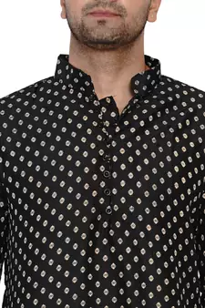 Black printed banarasi dhoti-kurta