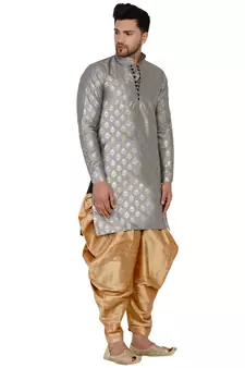 Grey printed banarasi dhoti-kurta