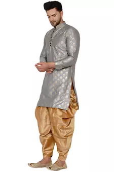 Grey printed banarasi dhoti-kurta