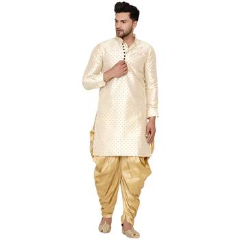 Beige printed banarasi dhoti-kurta 1