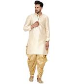 Beige printed banarasi dhoti-kurta