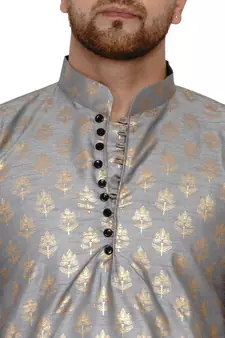 Grey printed banarasi dhoti-kurta