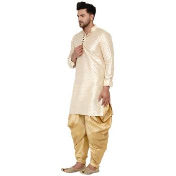 Beige printed banarasi dhoti-kurta 3