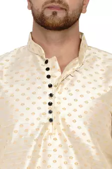 Beige printed banarasi dhoti-kurta