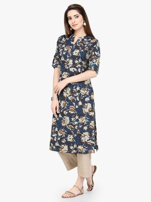Blue Printed Straight Kurta 2