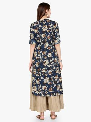 Blue Printed Straight Kurta 3