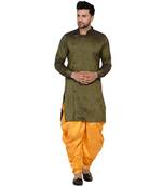 Green plain rayon dhoti-kurta