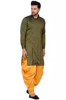 Green plain rayon dhoti-kurta
