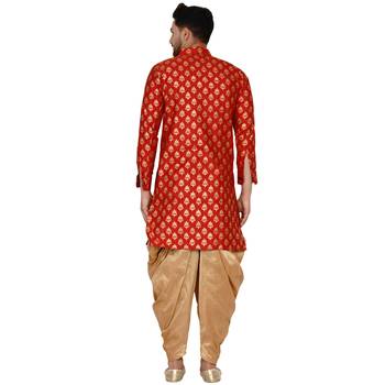Red printed banarasi dhoti-kurta 4