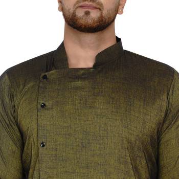 Green plain rayon dhoti-kurta 5