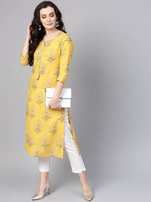 Mustard Marigold Cotton Straight Kurta 1