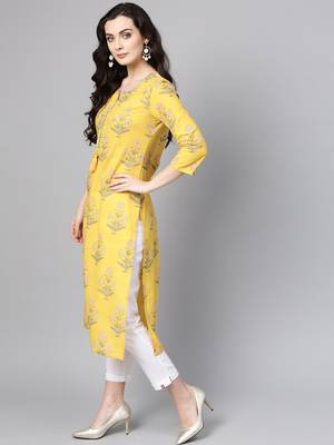 Mustard Marigold Cotton Straight Kurta 3