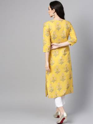 Mustard Marigold Cotton Straight Kurta 4