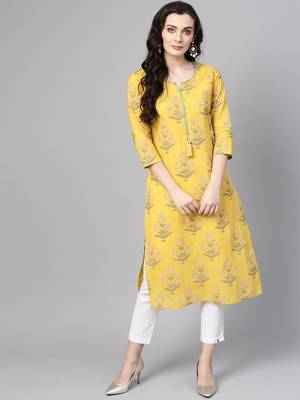 Mustard Marigold Cotton Straight Kurta 5