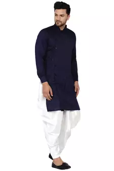 Blue plain rayon dhoti-kurta