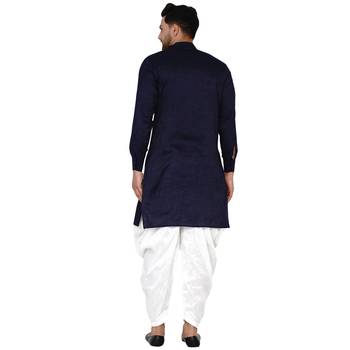 Blue plain rayon dhoti-kurta 4
