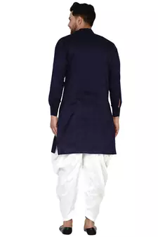 Blue plain rayon dhoti-kurta