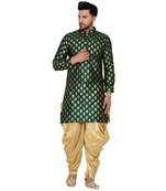 Green printed banarasi dhoti-kurta