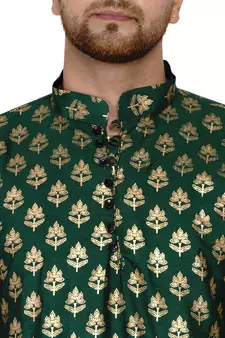 Green printed banarasi dhoti-kurta