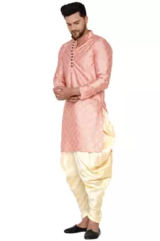 Pink printed banarasi dhoti-kurta