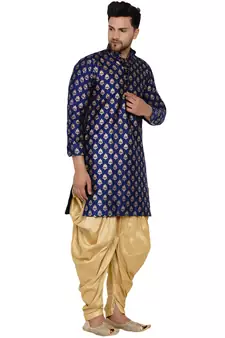 Blue printed banarasi dhoti-kurta