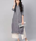 varanga women charcoal grey solid straight kurta