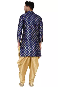 Blue printed banarasi dhoti-kurta