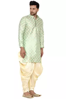 Green printed banarasi dhoti-kurta