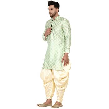 Green printed banarasi dhoti-kurta 3