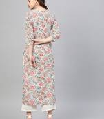 varanga women sea green red printed straight kurta