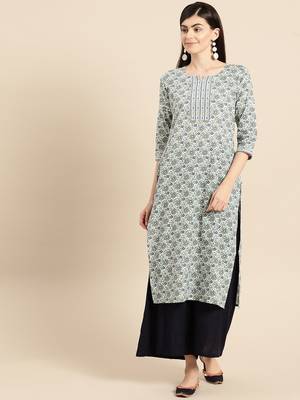 White Floral Printed Kurta 1