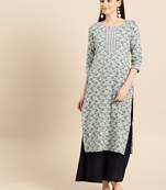 White Floral Printed Kurta