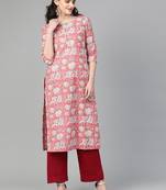 Onion Pink Printed Straight Kurta